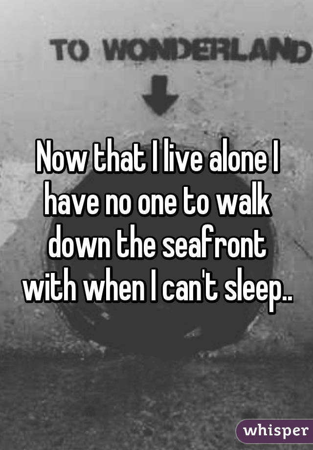 Now that I live alone I have no one to walk down the seafront with when I can't sleep..