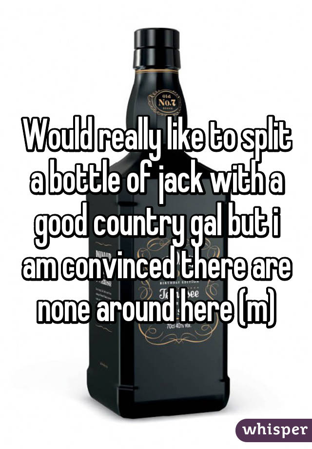 Would really like to split a bottle of jack with a good country gal but i am convinced there are none around here (m)