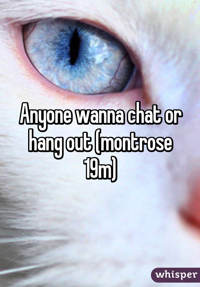 Anyone wanna chat or hang out (montrose 19m)