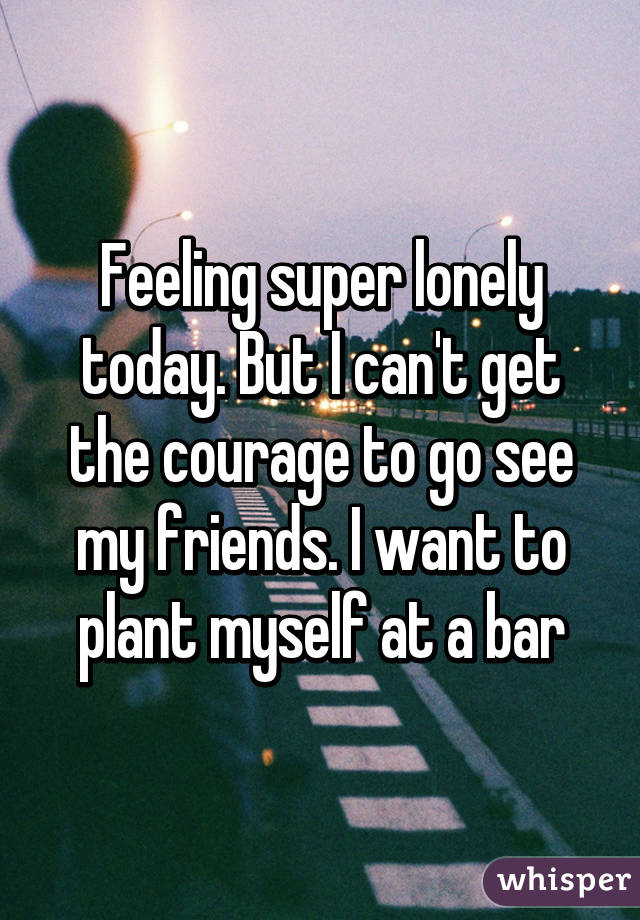 Feeling super lonely today. But I can't get the courage to go see my friends. I want to plant myself at a bar