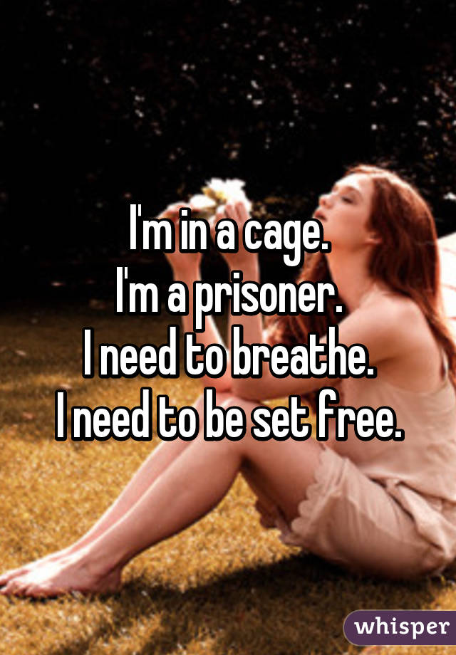 I'm in a cage.
I'm a prisoner.
I need to breathe.
I need to be set free.