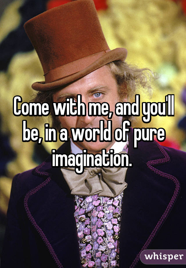 Come with me, and you'll be, in a world of pure imagination. 