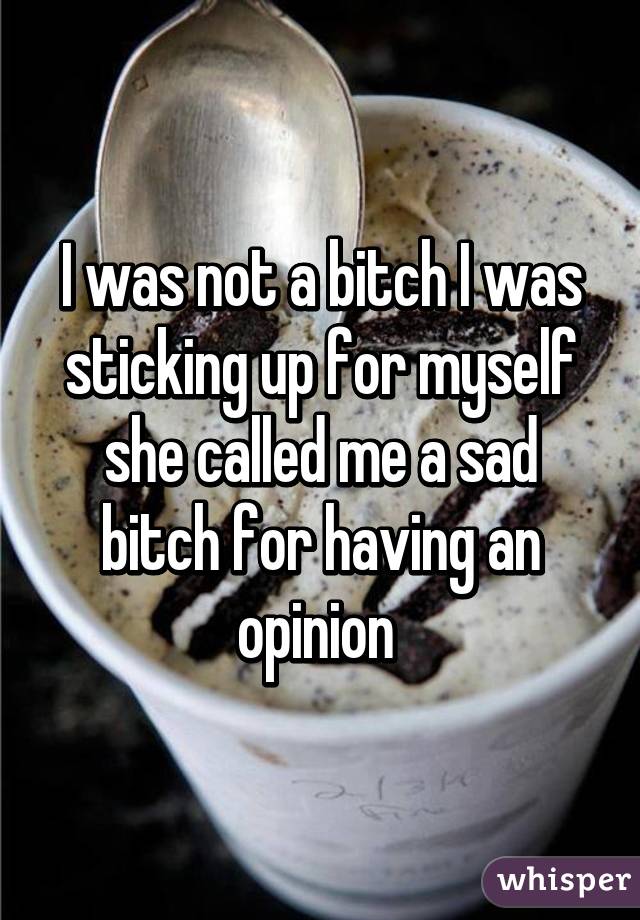 I was not a bitch I was sticking up for myself she called me a sad bitch for having an opinion 