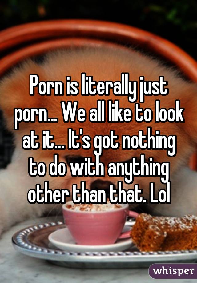 Porn is literally just porn... We all like to look at it... It's got nothing to do with anything other than that. Lol