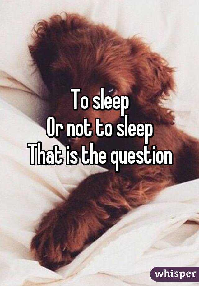 To sleep
Or not to sleep
That is the question
