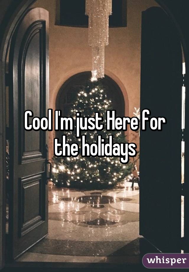 Cool I'm just Here for the holidays
