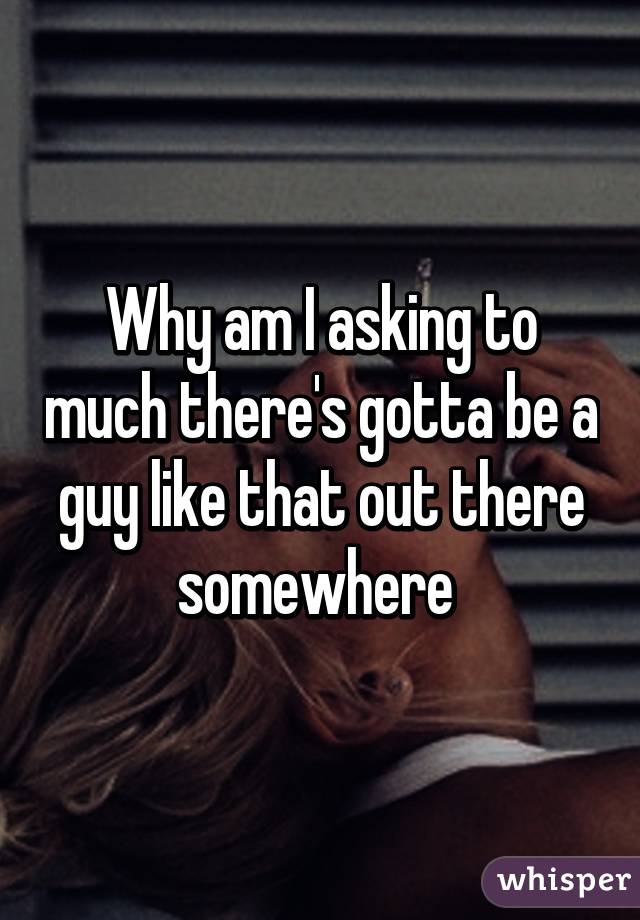 Why am I asking to much there's gotta be a guy like that out there somewhere 