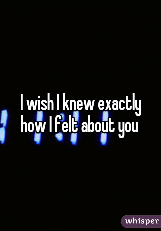 I wish I knew exactly how I felt about you 