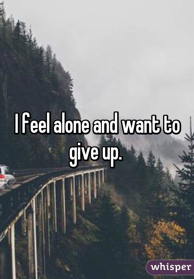 I feel alone and want to give up. 