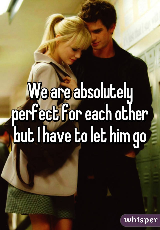 We are absolutely perfect for each other but I have to let him go