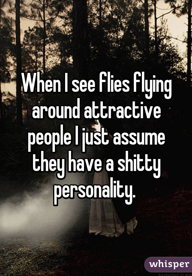 When I see flies flying around attractive people I just assume they have a shitty personality. 