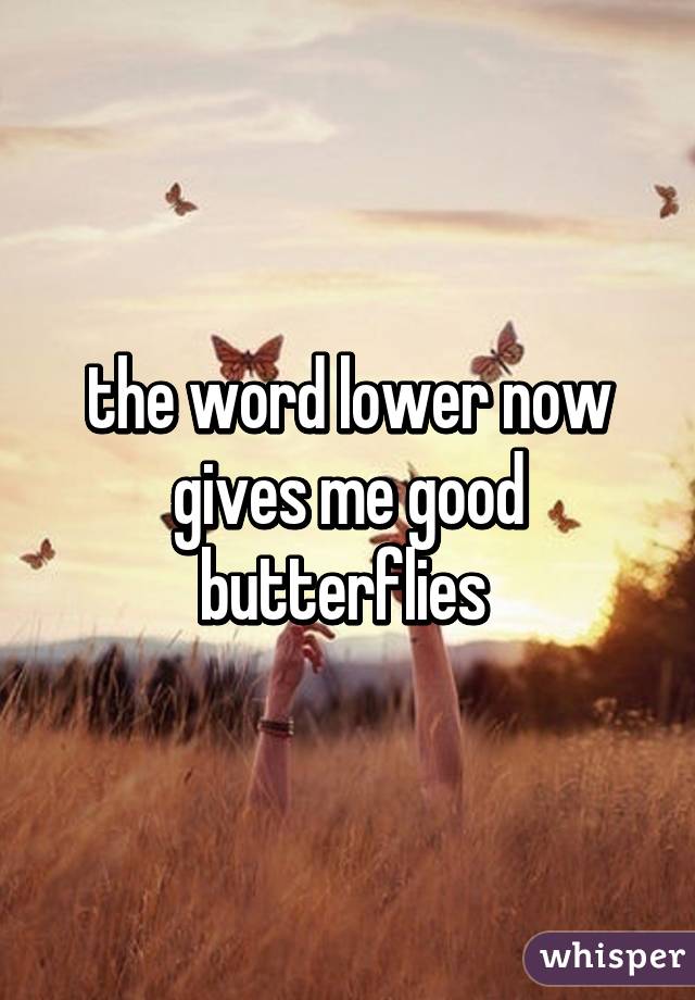 the word lower now gives me good butterflies 