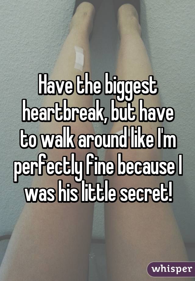 Have the biggest heartbreak, but have to walk around like I'm perfectly fine because I was his little secret!