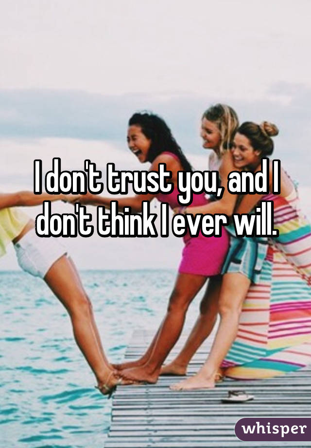 I don't trust you, and I don't think I ever will.
