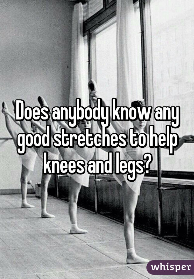 Does anybody know any good stretches to help knees and legs?