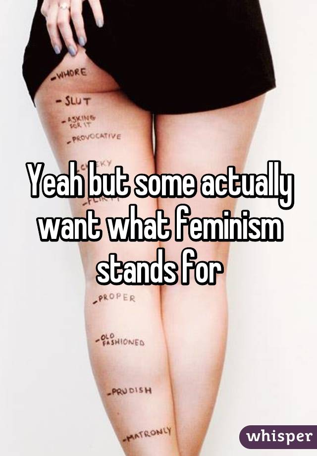 Yeah but some actually want what feminism stands for