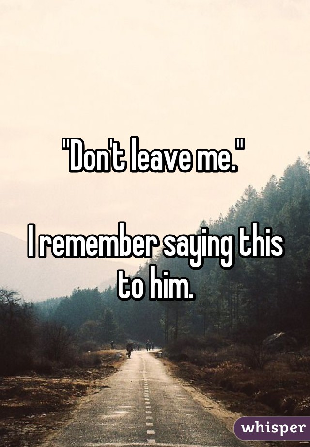 "Don't leave me." 

I remember saying this to him.