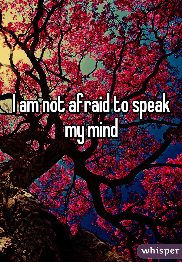 I am not afraid to speak my mind
