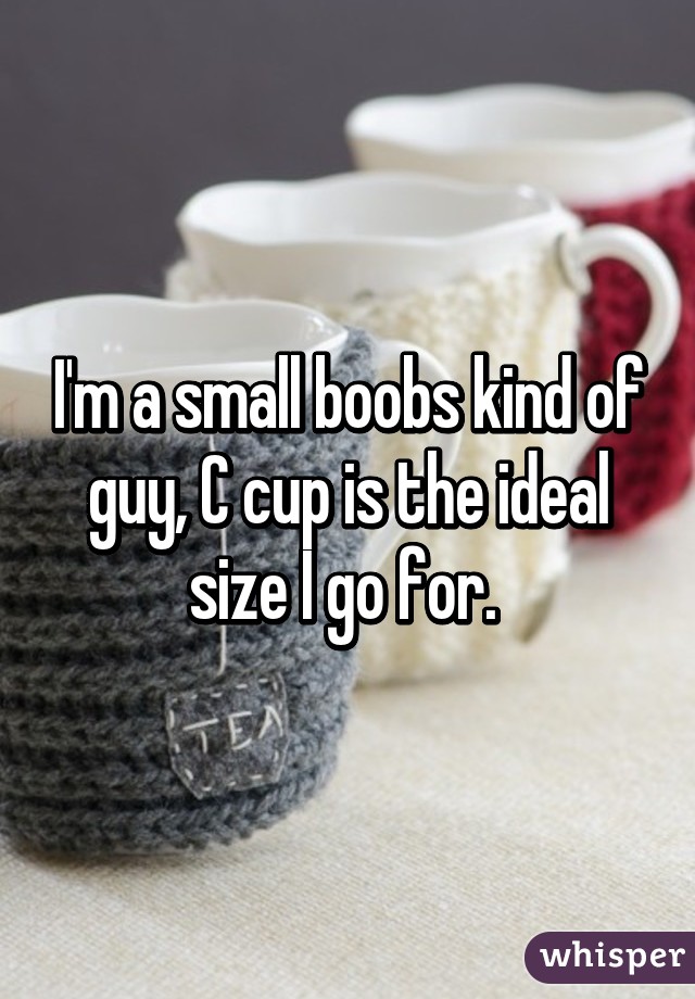 I'm a small boobs kind of guy, C cup is the ideal size I go for. 