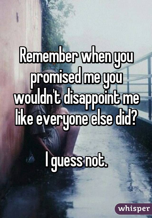 Remember when you promised me you wouldn't disappoint me like everyone else did?

I guess not.