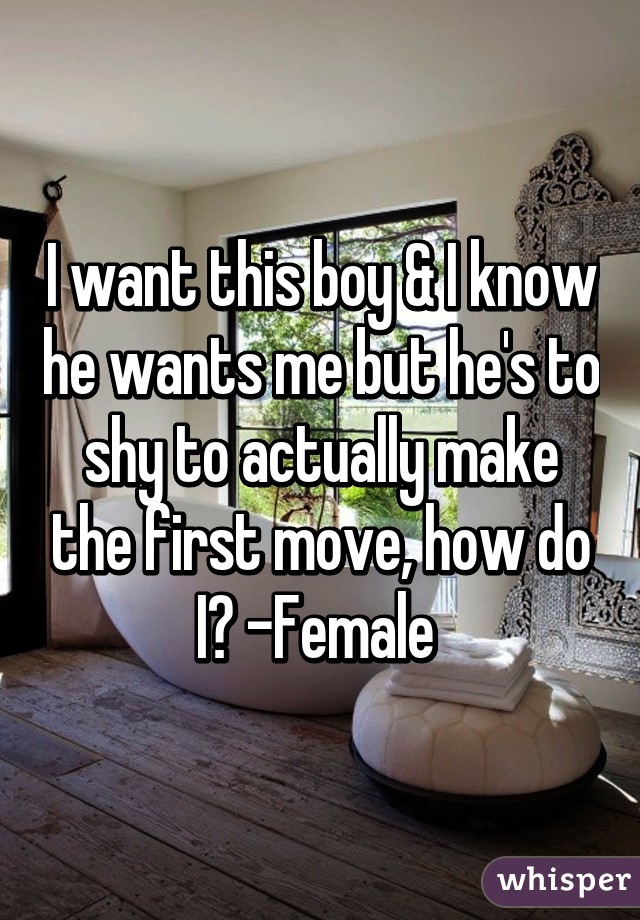 I want this boy & I know he wants me but he's to shy to actually make the first move, how do I? -Female 