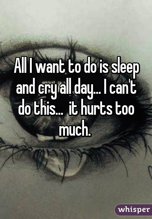 All I want to do is sleep and cry all day... I can't do this...  it hurts too much. 
