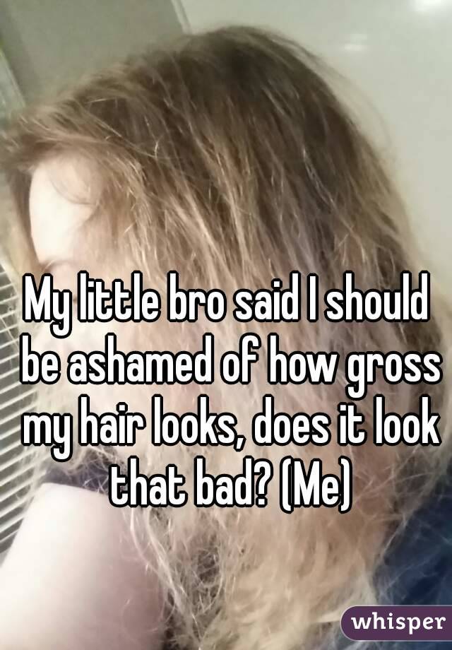 My little bro said I should be ashamed of how gross my hair looks, does it look that bad? (Me)