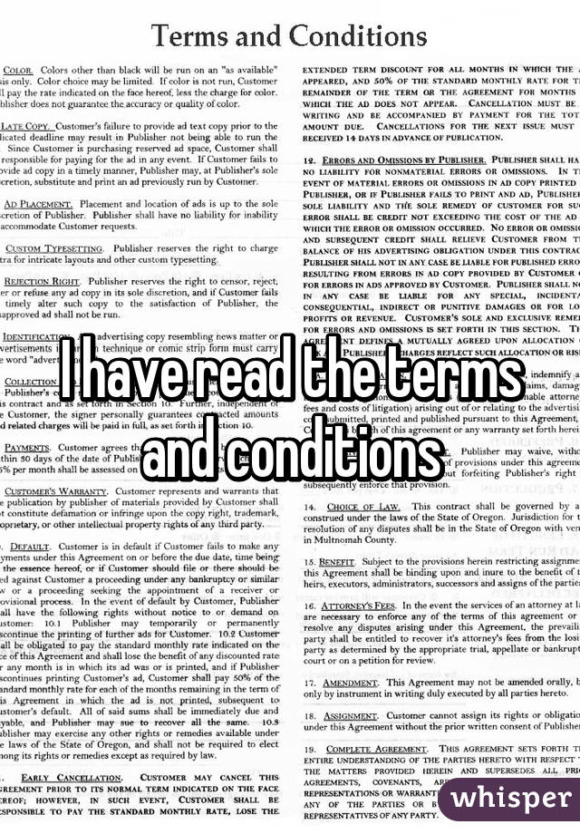 I have read the terms and conditions