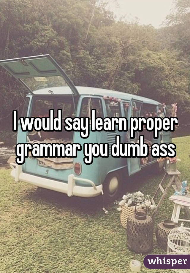 I would say learn proper grammar you dumb ass