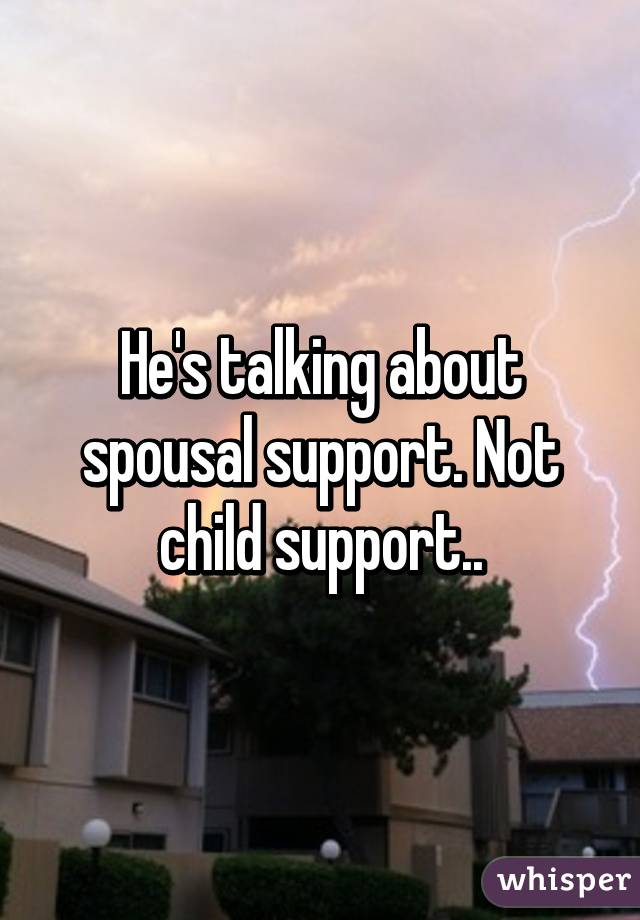 He's talking about spousal support. Not child support..