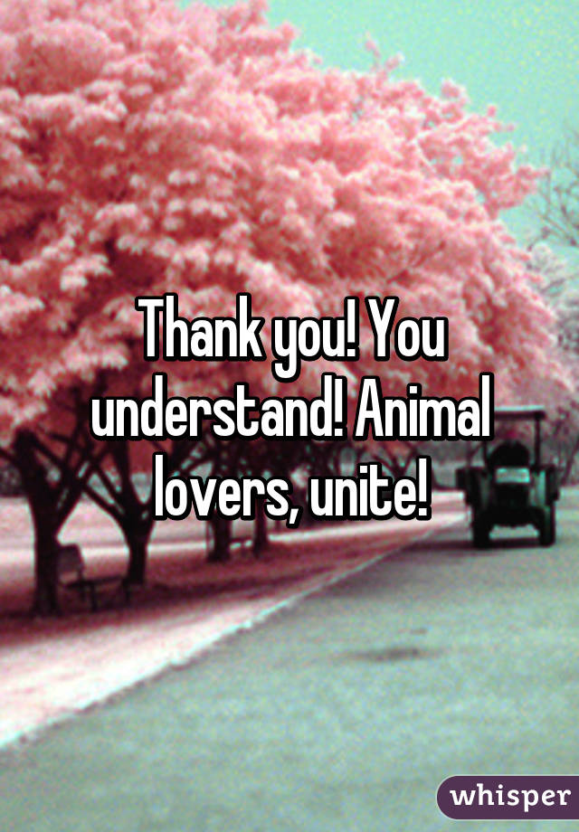 Thank you! You understand! Animal lovers, unite!