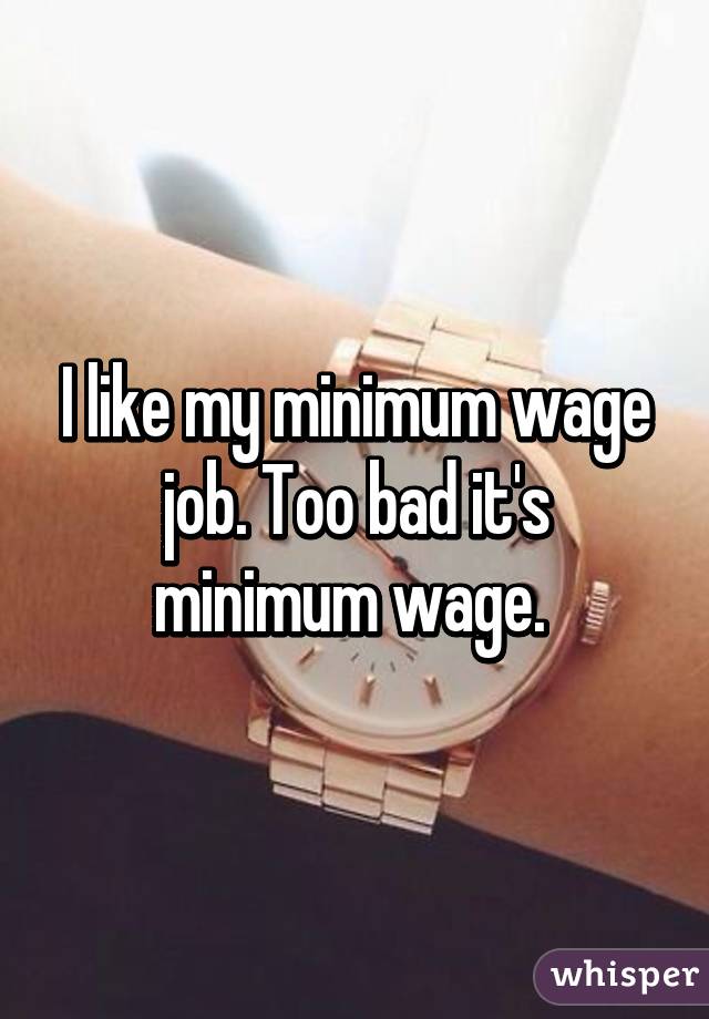 I like my minimum wage job. Too bad it's minimum wage. 