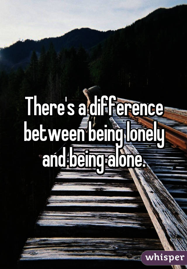 There's a difference between being lonely and being alone.