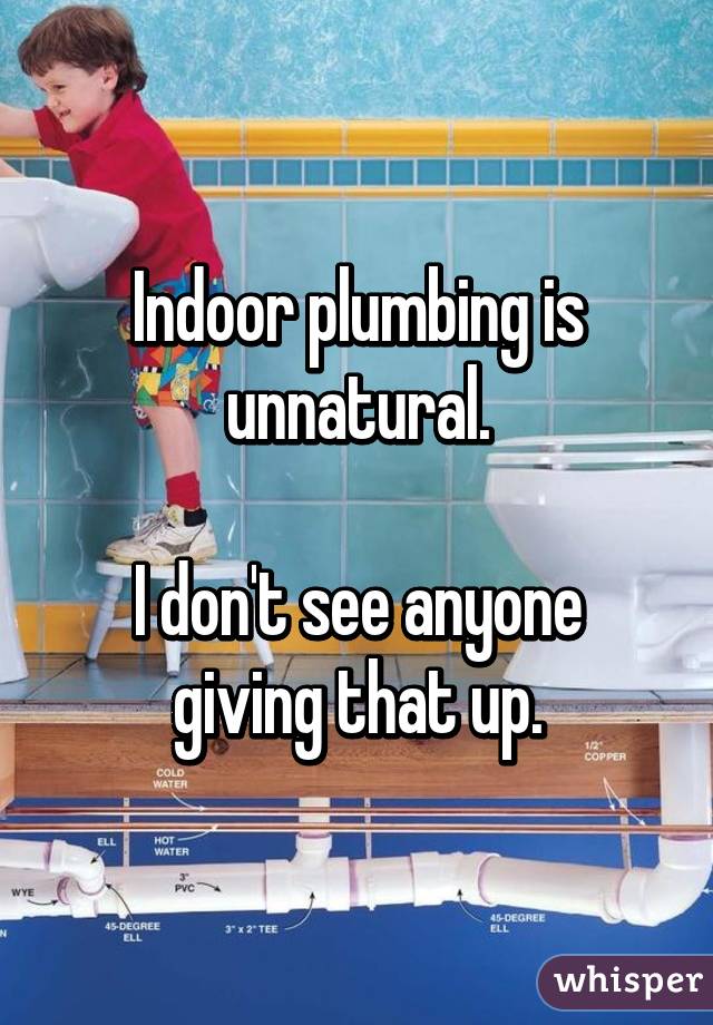 Indoor plumbing is unnatural.

I don't see anyone giving that up.