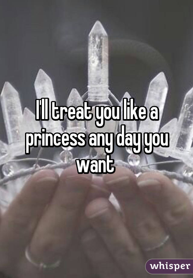 I'll treat you like a princess any day you want 