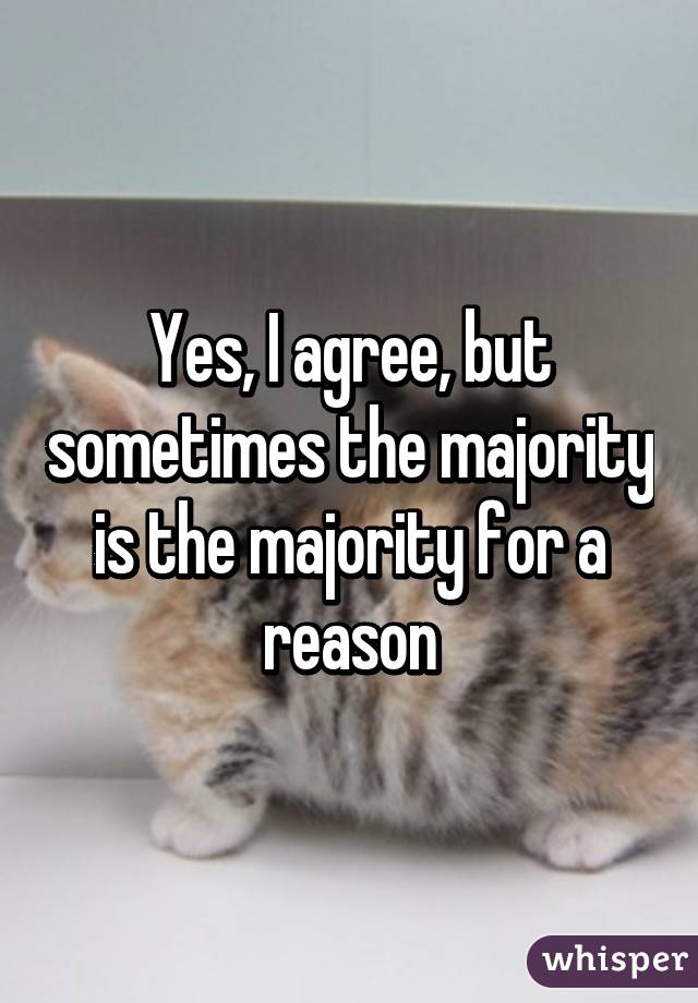 Yes, I agree, but sometimes the majority is the majority for a reason