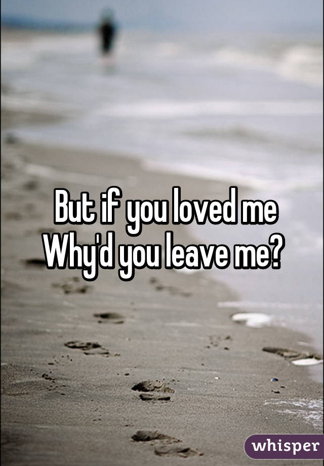  But if you loved me
Why'd you leave me?