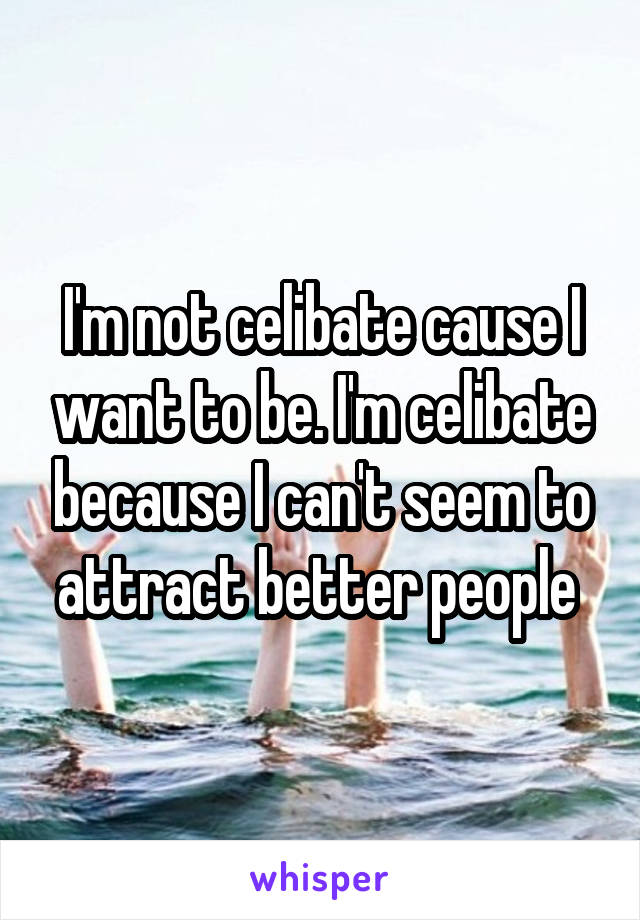 I'm not celibate cause I want to be. I'm celibate because I can't seem to attract better people 
