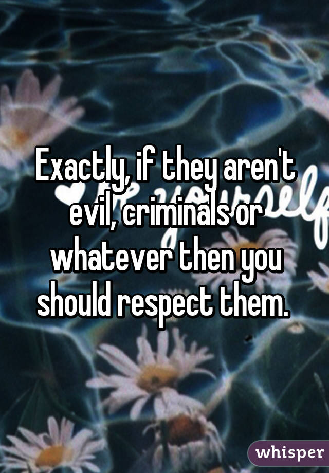 Exactly, if they aren't evil, criminals or whatever then you should respect them. 