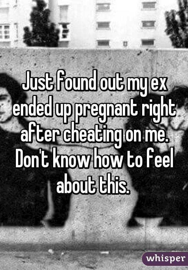 Just found out my ex ended up pregnant right after cheating on me. Don't know how to feel about this. 