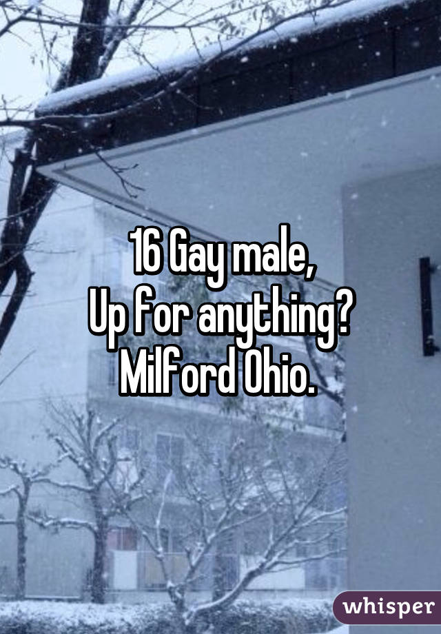 16 Gay male,
Up for anything😀
Milford Ohio. 