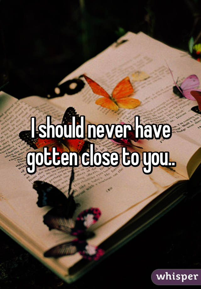 I should never have gotten close to you..