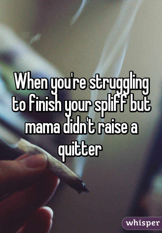 When you're struggling to finish your spliff but mama didn't raise a quitter 