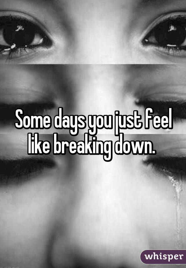 Some days you just feel like breaking down. 