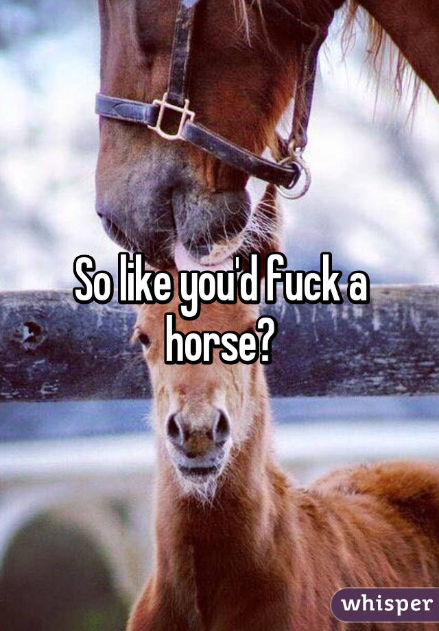 So like you'd fuck a horse?