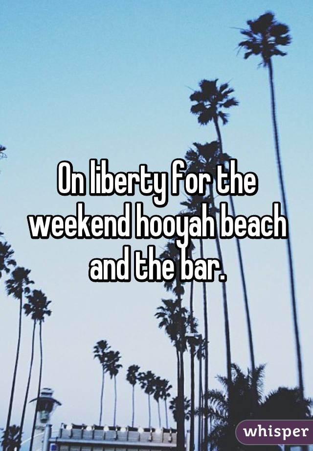 On liberty for the weekend hooyah beach and the bar.