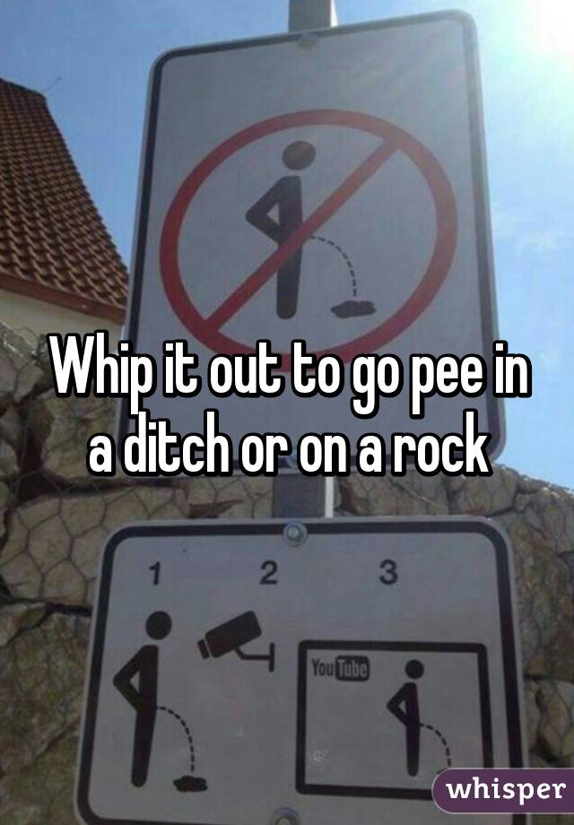 Whip it out to go pee in a ditch or on a rock