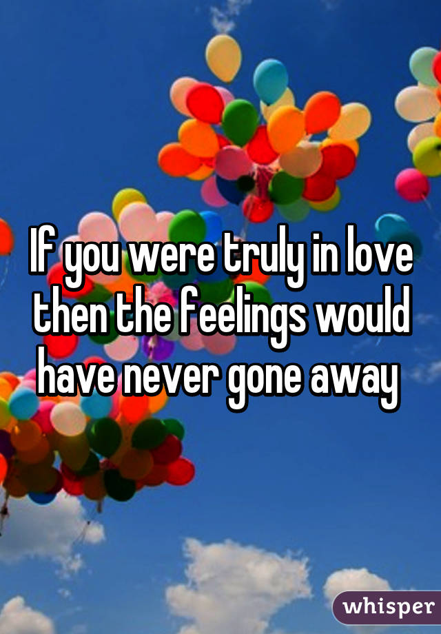 If you were truly in love then the feelings would have never gone away 