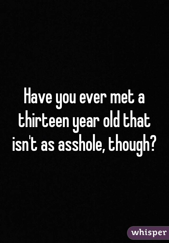 Have you ever met a thirteen year old that isn't as asshole, though?