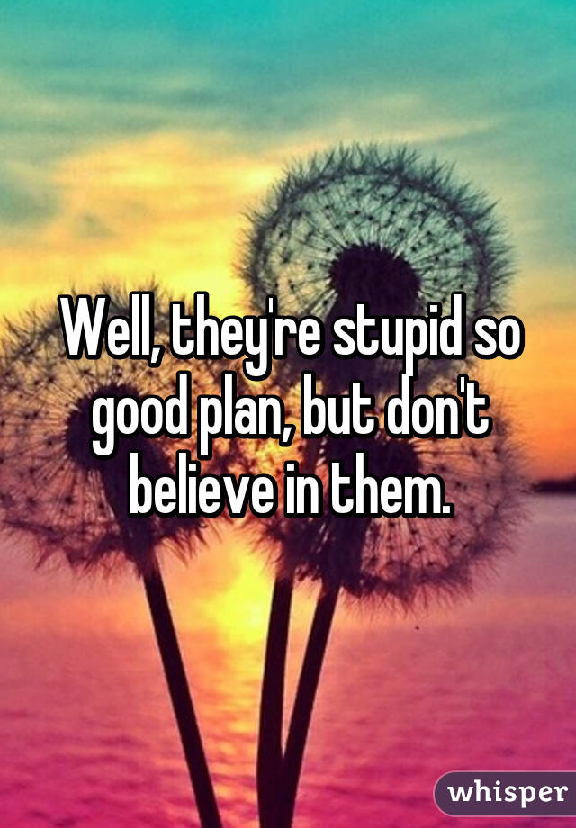Well, they're stupid so good plan, but don't believe in them.